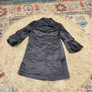 Elie Tahari gray real silk bubble sleeve coat